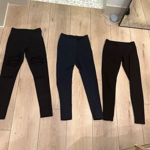 3 Pair Bundle Zella leggings. Size S. Solid black, navy blue and black w/slits